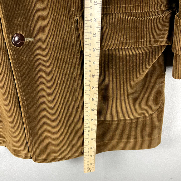 VTG London Fog Long Corduroy Coat Mens 40R Brown Faux Fur Lined Chore Classic - Picture 8 of 16